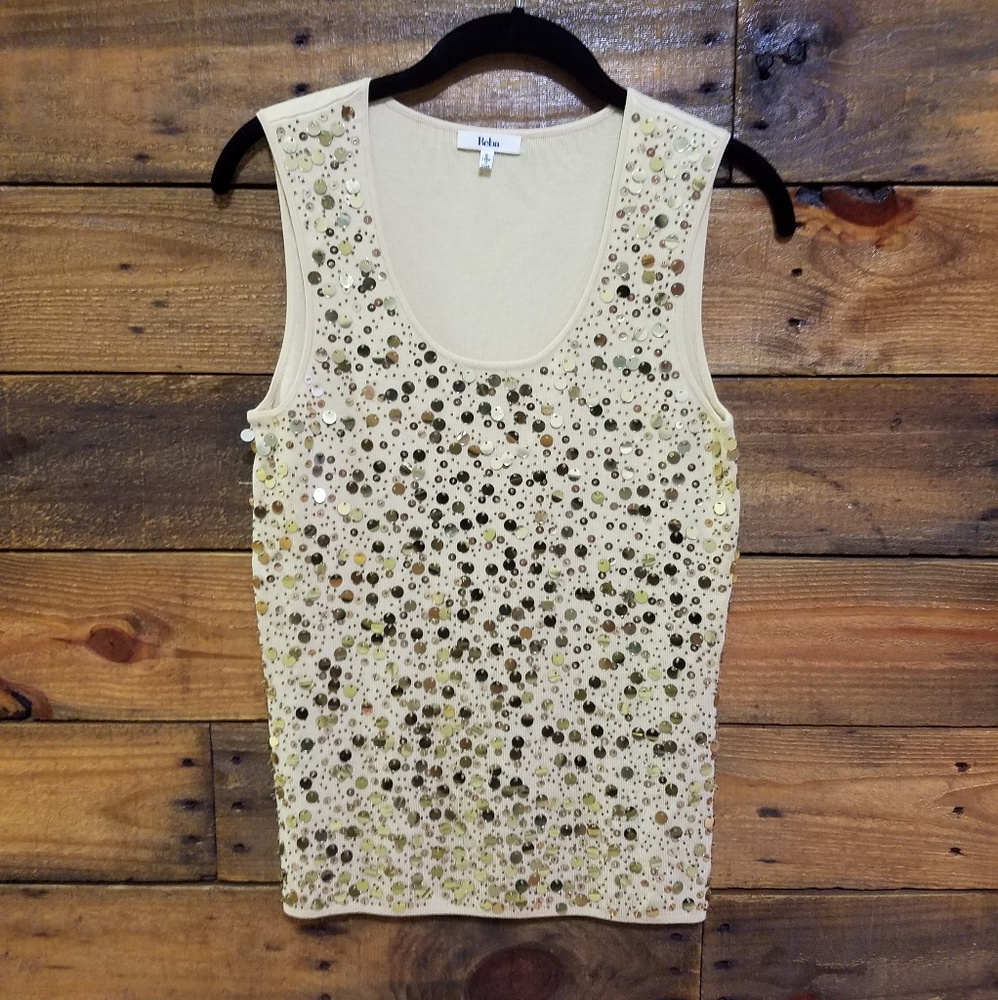Reba gold sequin tank top